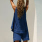 Casual Contrast Stitch Denim Tank Top and Shorts Set - DAVERRI FASHIONS
