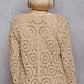 POL Button Down V-Neck Crochet Cardigan Cardigans
