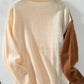 Two Tone Cable Knit Round Neck Long Sleeve Sweater - DAVERRI FASHIONS