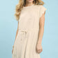 Umgee linen blend scallop hem mini dress in oatmeal color