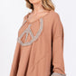 SAGE + FIG Peace Sign Mineral Wash Terry Top - DAVERRI FASHIONS