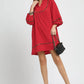 Umgee Textured Babydoll Dress with Leopard Trim