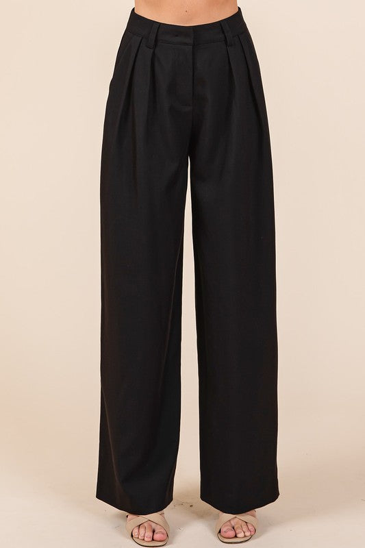 Mittoshop Pintuck Detail High Rise Pants Black