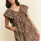 Davi & Dani Animal Printed Velvet Ribbon Mini Dress - DAVERRI FASHIONS