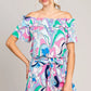 Cotton Bleu by Nu Label Abstracted Print Tie Front Shorts Blue Shorts