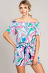 Cotton Bleu by Nu Label Abstracted Print Tie Front Shorts Blue Shorts