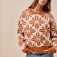 BiBi Flower Pattern Long Sleeve Sweater - DAVERRI FASHIONS