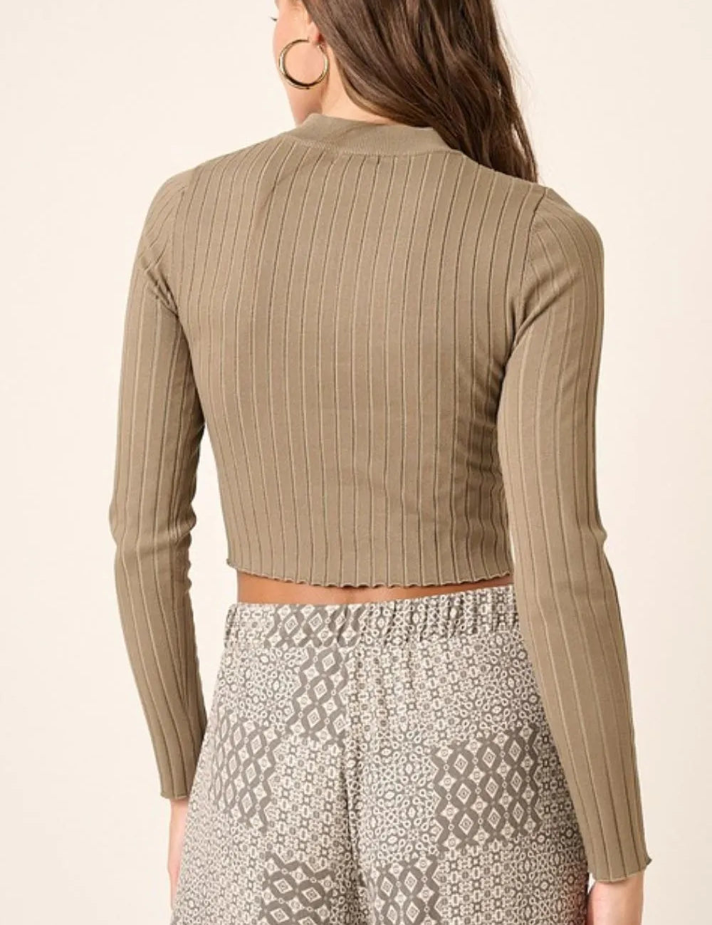 Mittoshop Mock Neck Long Sleeve Crop Knit Top | Tops Daverri Fashions