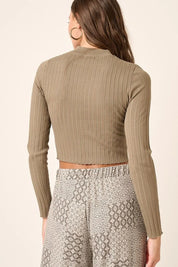 Mittoshop Mock Neck Long Sleeve Crop Knit Top | Tops Daverri Fashions