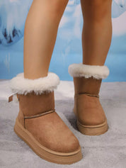 Khaki Round Toe Platform Boots | Boots Daverri Fashions