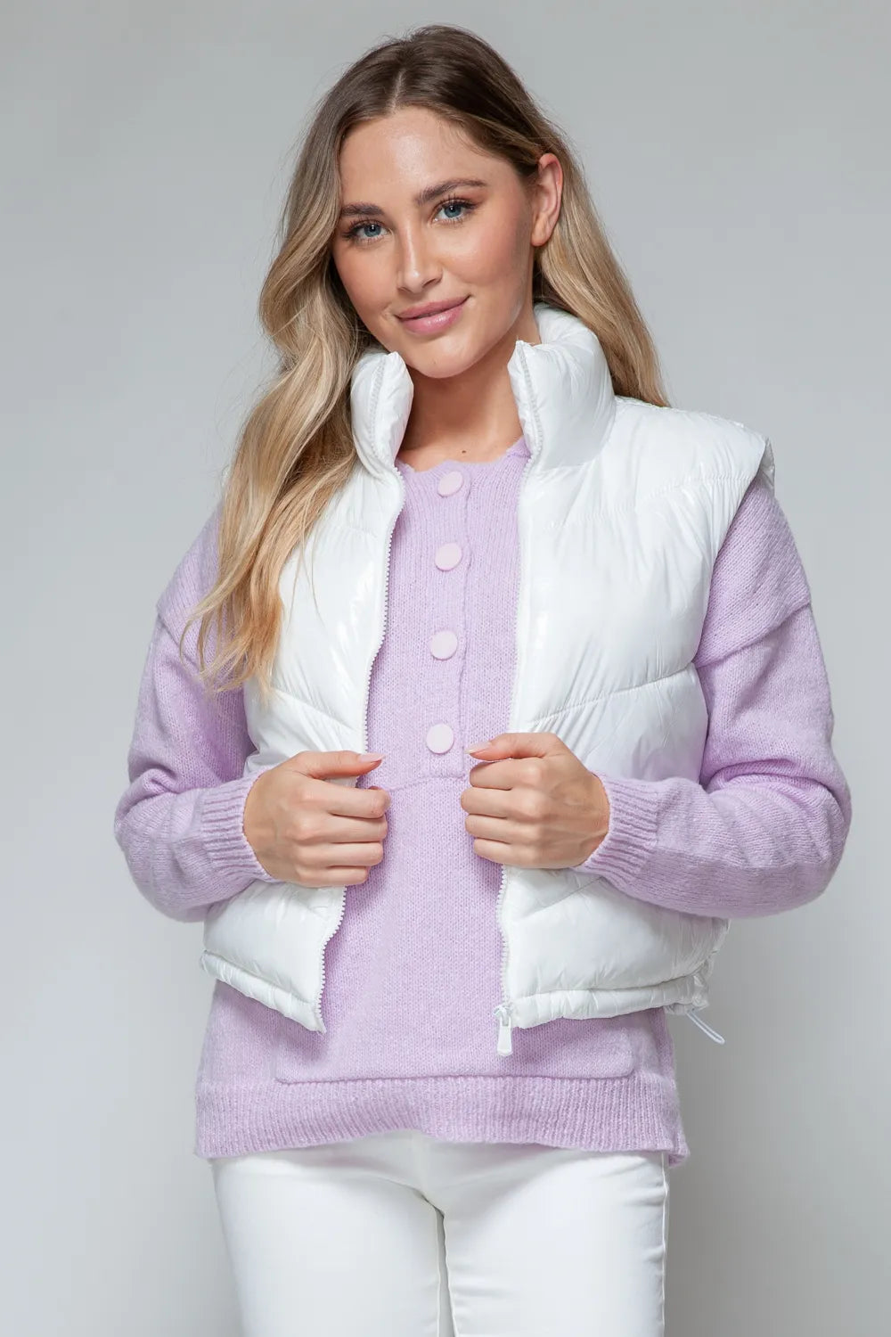 Snobbish Zip Up Turtleneck Shiny Quilted Vest | Vest Jackets Daverri Fashions