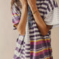 Striped Oversized Half Button Shirt Dress - DAVERRI FASHIONS