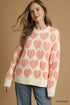Umgee Mix Heart Pattern Pearl Accent Sweater - DAVERRI FASHIONS