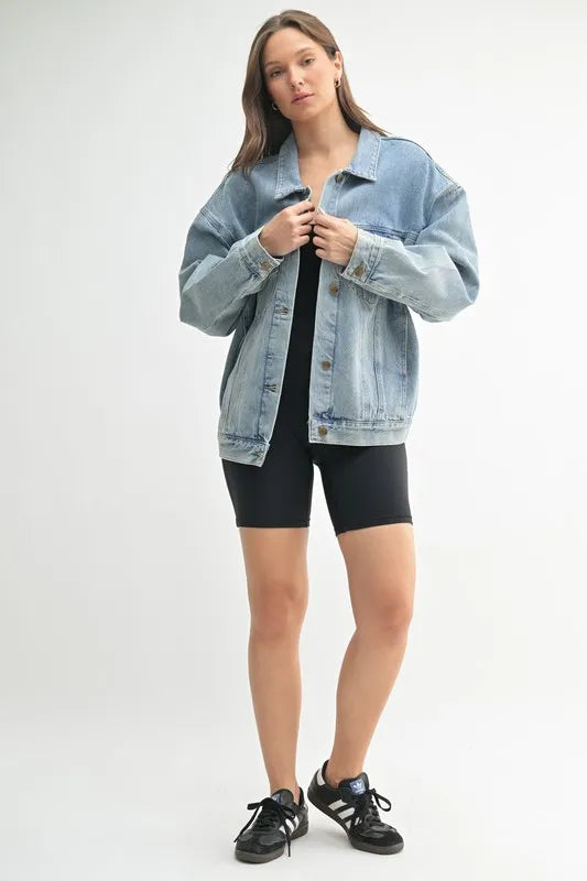 MONO B Boxy-Cut Denim Jacket MD.DENIM