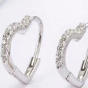 925 Sterling Silver Zircon Heart Shape Hoop Earrings