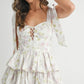 MABLE Floral Print Shoulder Tie Layered Mini Dress