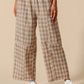 SO ME Check Plaid Wide Leg Pants with Big Patch Pockets