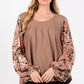 SAGE + FIG Floral Long Sleeve Front Pleated Detail Blouse - DAVERRI FASHIONS
