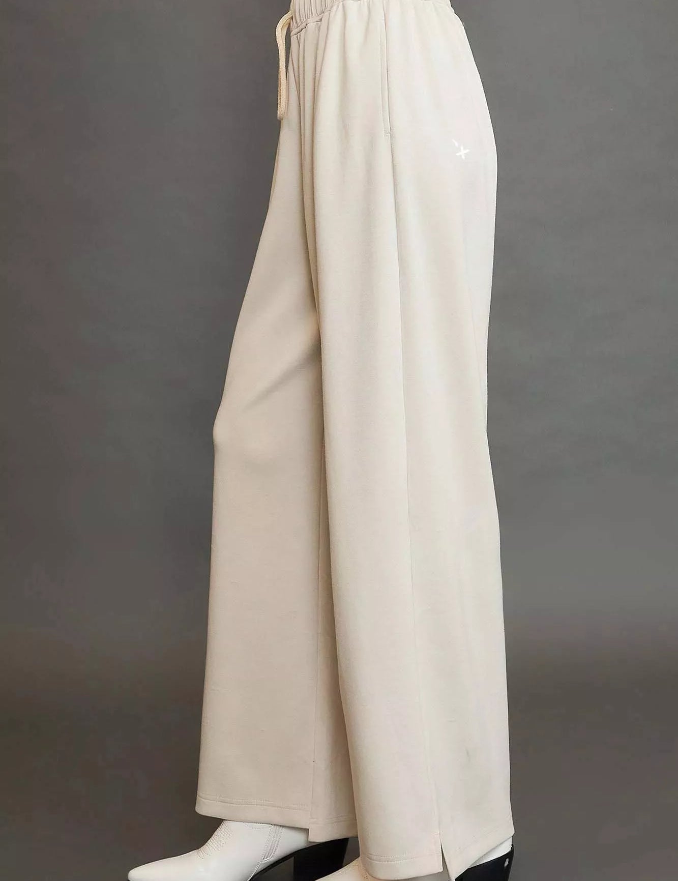 Umgee Elastic Drawstring Waistband Wide Leg Pants | Pants Daverri Fashions