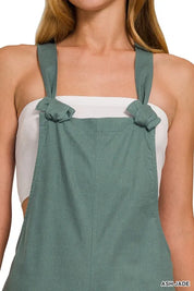 Zenana Woven Knot Strap Overalls | Overalls Daverri Fashions