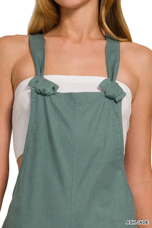 Zenana Woven Knot Strap Overalls Overalls