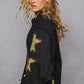 POL Star Patch Raw Hem Button Up Denim Jacket Denim Jackets