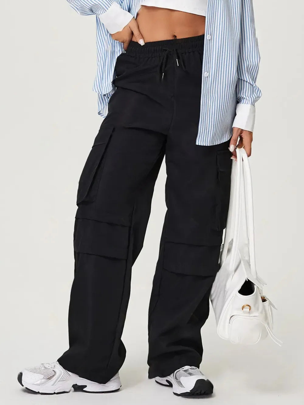 Drawstring Wide Leg Pants | Pants Daverri Fashions