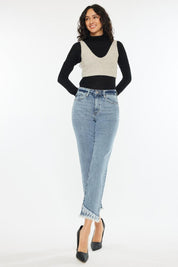 Kancan Raw Hem High Rise Straight Jeans | Daverri Fashions