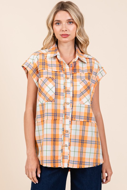 Mittoshop Mineral Wash Plaid Button Down Shirt Shirts