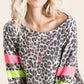 BiBi Leopard Thermal Top with Contrast Color Block - DAVERRI FASHIONS