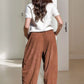 Daverri Fashions Casual Corduroy Wide Leg Pants with Pockets - DAVERRI FASHIONS