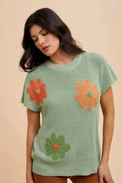 Annie Wear Large Flower Embo Dolman Sleeve Summer Sweater Top | Sweaters Daverri Fashions