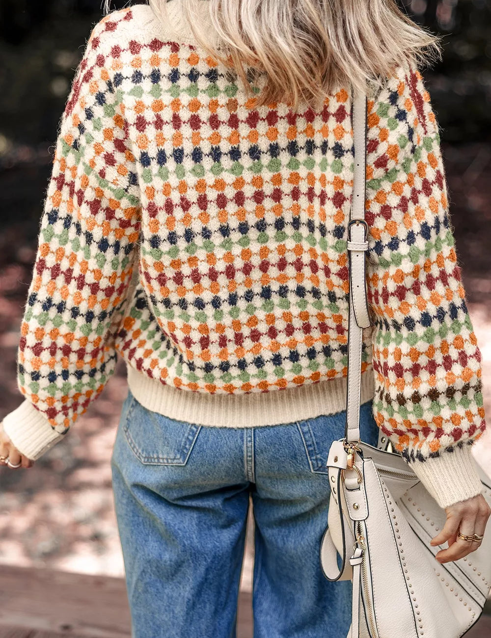 Multicolor Dotty Pattern Knit Button Front Cardigan | Cardigans Daverri Fashions