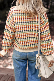 Multicolor Dotty Pattern Knit Button Front Cardigan | Cardigans Daverri Fashions
