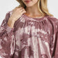 Umgee Metallic Fabric Blouse with Balloon Sleeves - DAVERRI FASHIONS