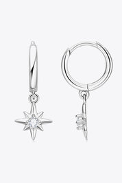 Silver One Size Moissanite Star Drop Earrings | Earrings Daverri Fashions