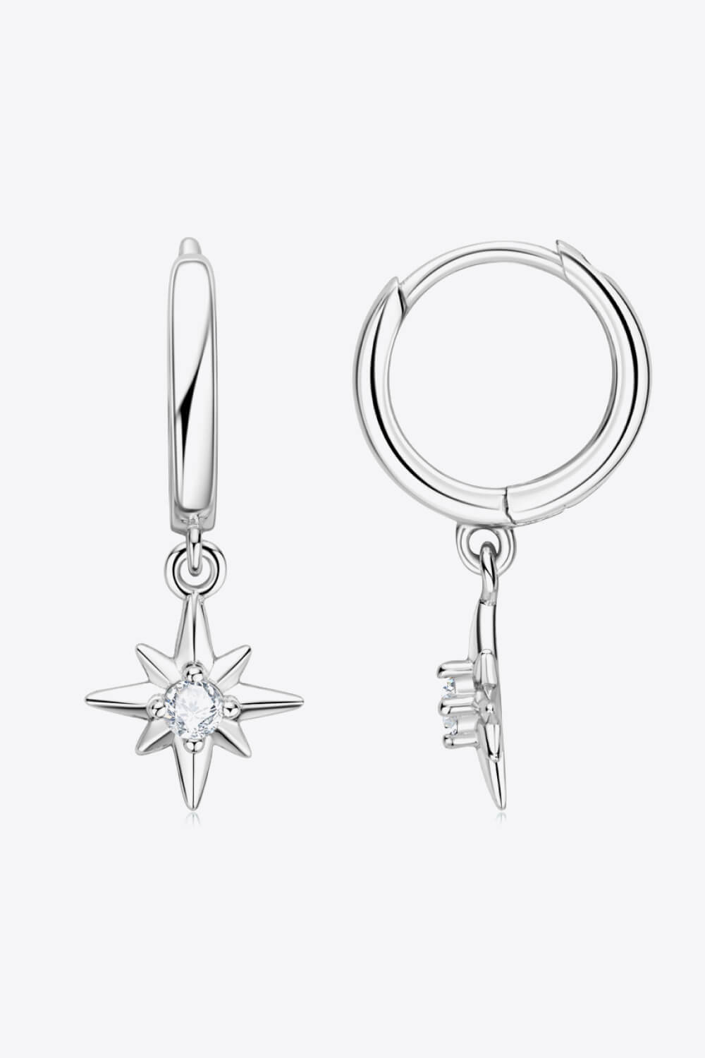 Silver One Size Moissanite Star Drop Earrings | Earrings Daverri Fashions