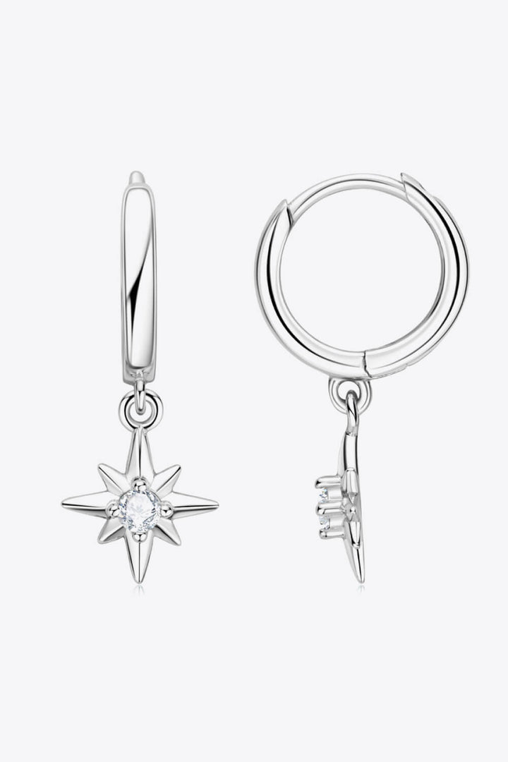 Silver One Size Moissanite Star Drop Earrings | Earrings Daverri Fashions