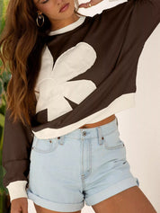 Flower Patch Drop Shoulder Sweatshirt | Tops Daverri Fashions