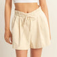 HYFVE High-Waisted Washed Twill Paperbag Shorts OATMEAL Shorts