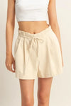 HYFVE High-Waisted Washed Twill Paperbag Shorts - DAVERRI FASHIONS