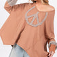 SAGE + FIG Peace Sign Mineral Wash Terry Top - DAVERRI FASHIONS