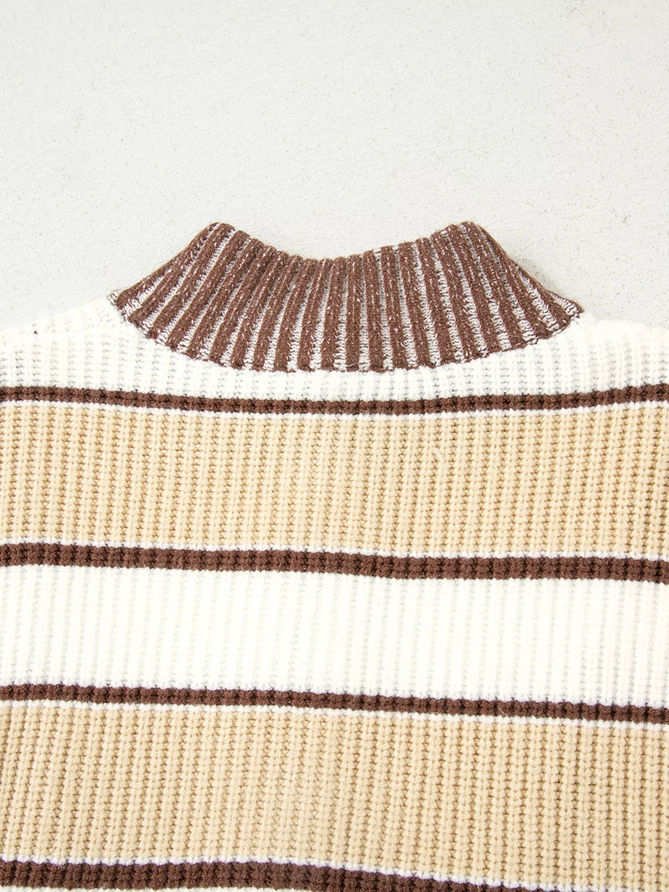 Stripe Half Zip Drop Shoulder Sweater | Sweaters Daverri Fashions