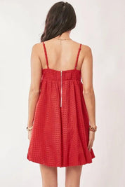 Davi & Dani Textured Sweetheart Neckline Bubble Hem Dress | Mini Dresses Daverri Fashions