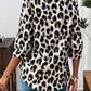 Leopard Print 3/4 Sleeve Blouse - DAVERRI FASHIONS