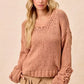 BiBi Chunky Knit Sweater with Flower Detail Sleeves - DAVERRI FASHIONS