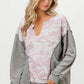 BiBi Heather Grey Camo Printed Color Block Sweatshirt