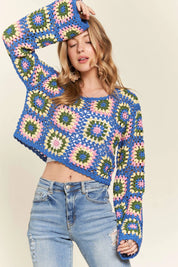ADORA Multicolor Crochet Crop Top | Sweaters Daverri Fashions
