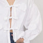 Tied Flounce Sleeve Blouse - DAVERRI FASHIONS