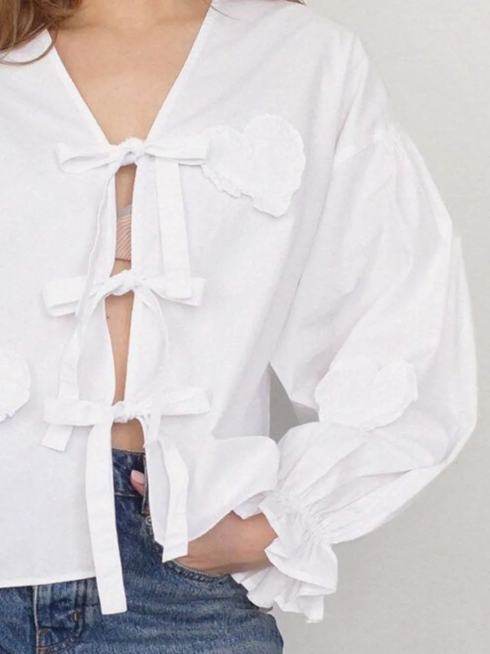 Tied Flounce Sleeve Blouse | Blouses Daverri Fashions